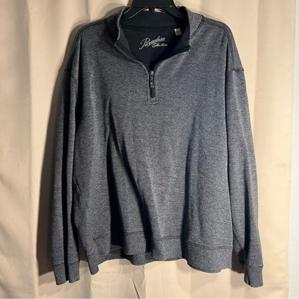 Paradise Collection XL Mens Charcoal Pull Over 1/4 Zip Collared Sweatshirt